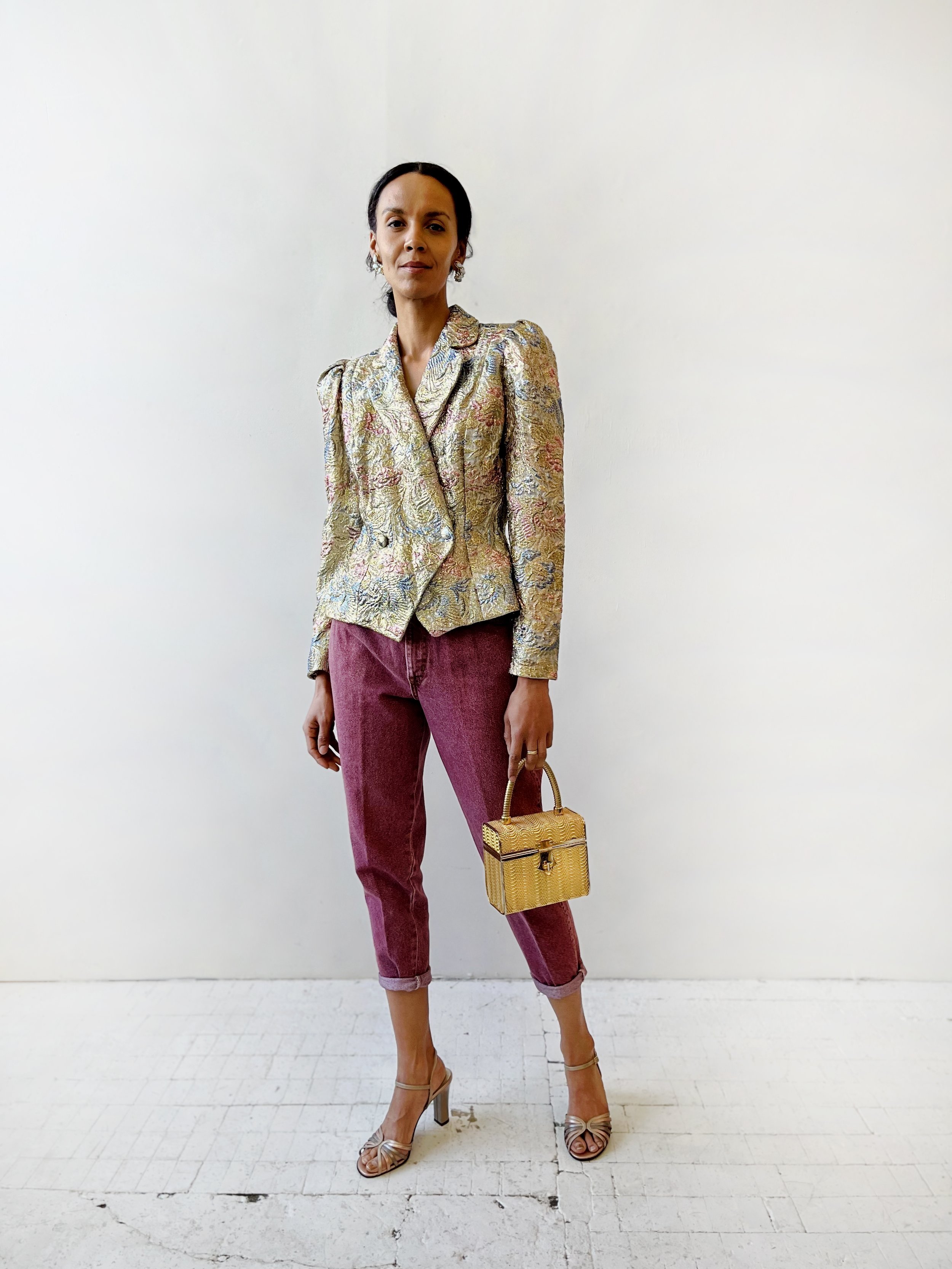 Vintage Metallic Floral Brocade Jacket + Vintage Washed Berry CHIC